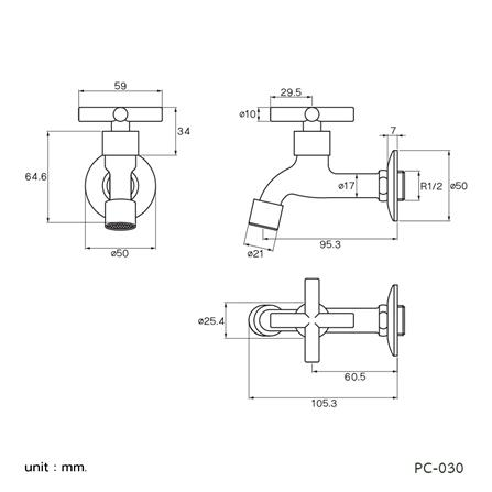 ก๊อกล้างพื้น 1 ทาง PRIME PC-030 สีโครม_1