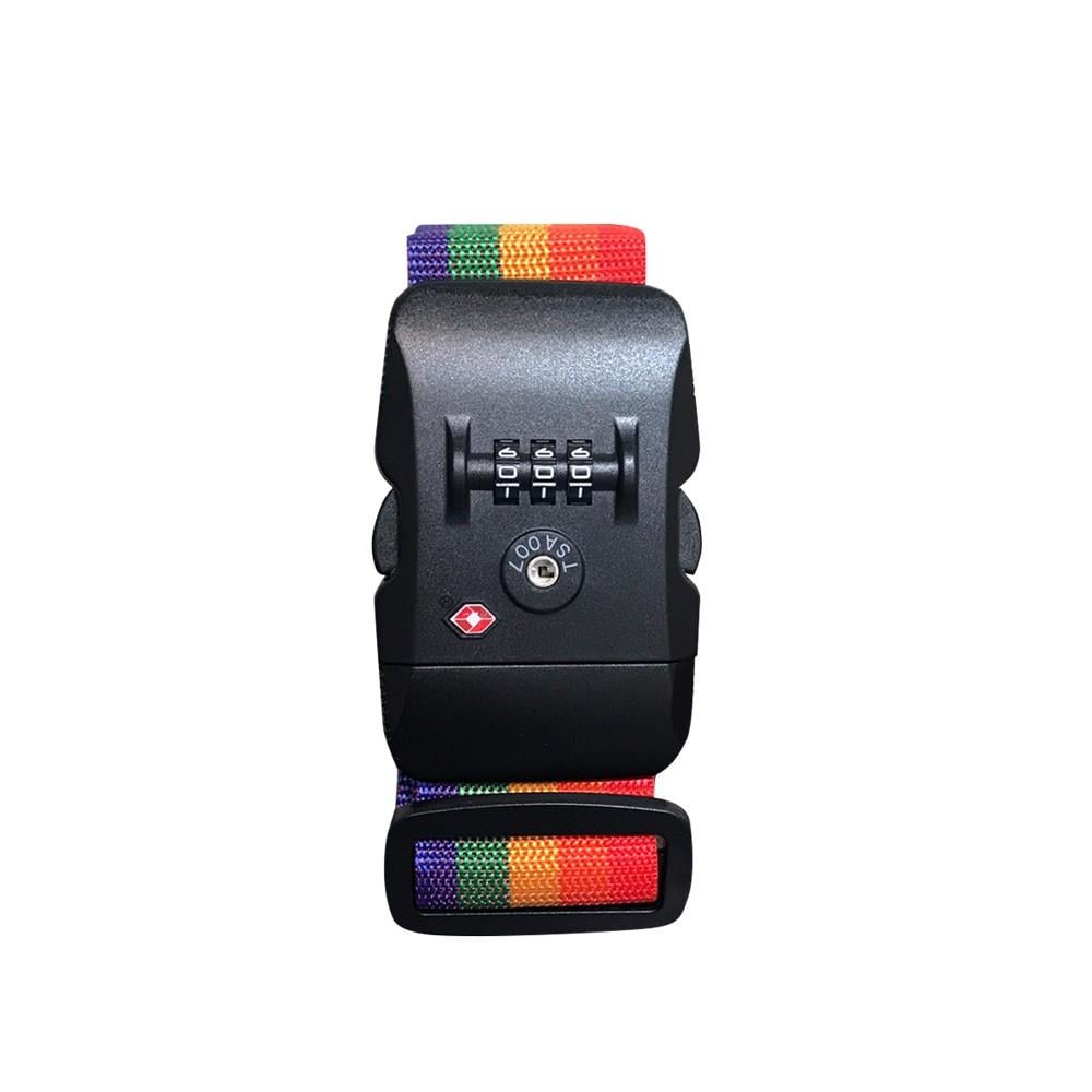 สายรัดกระเป๋าเดินทาง รหัส TSA GLOBAL PADLOCK TOURNIQUET สีรุ้ง