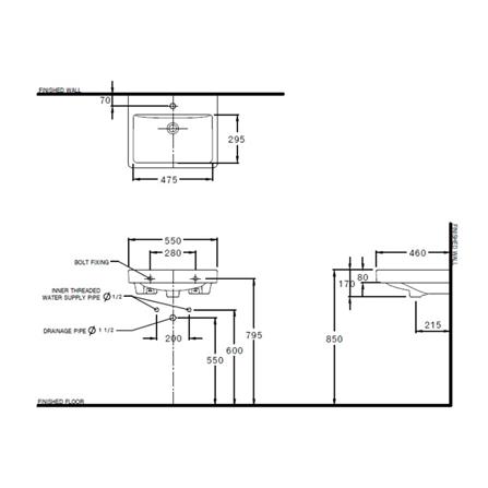 อ่างล้างหน้าแขวน COTTO C0156 สีขาว_1