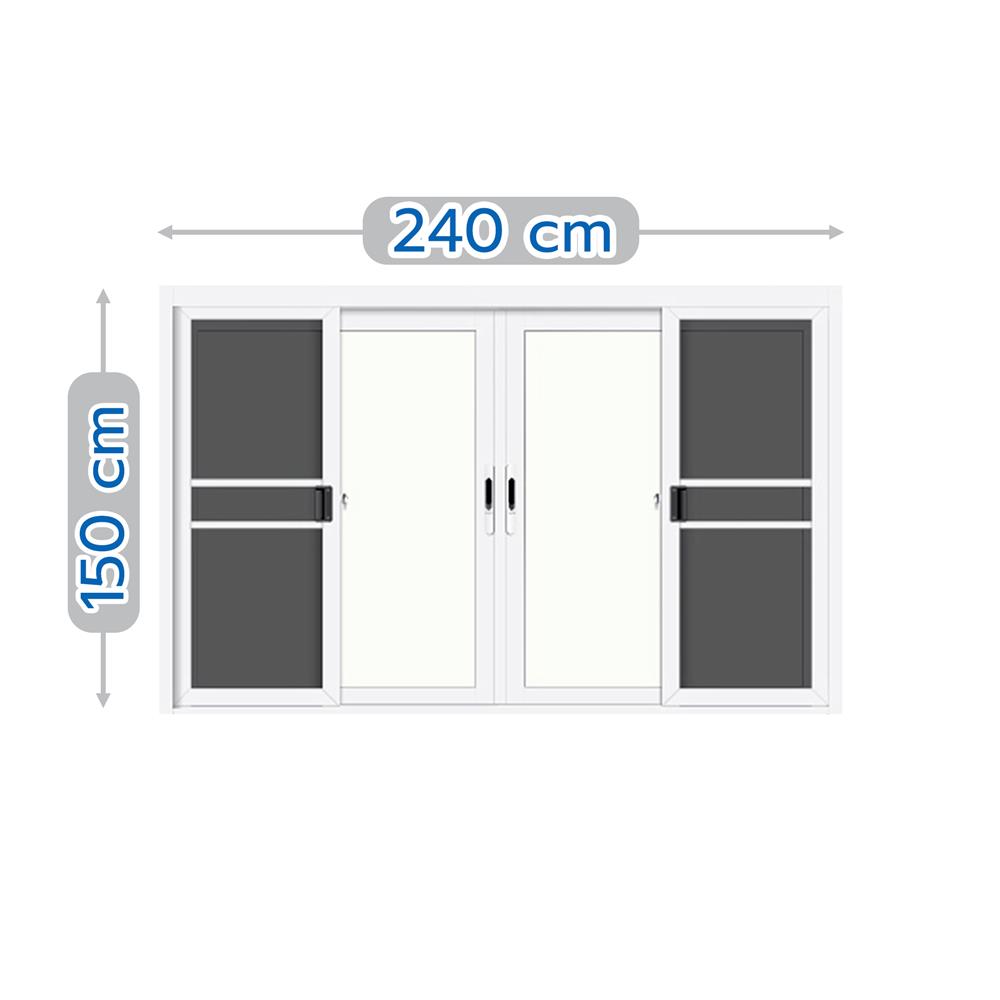 หน้าต่างบานเลื่อน อะลูมิเนียม 4 บาน LYNN GRAND PANO 240X150 ซม. สีขาว