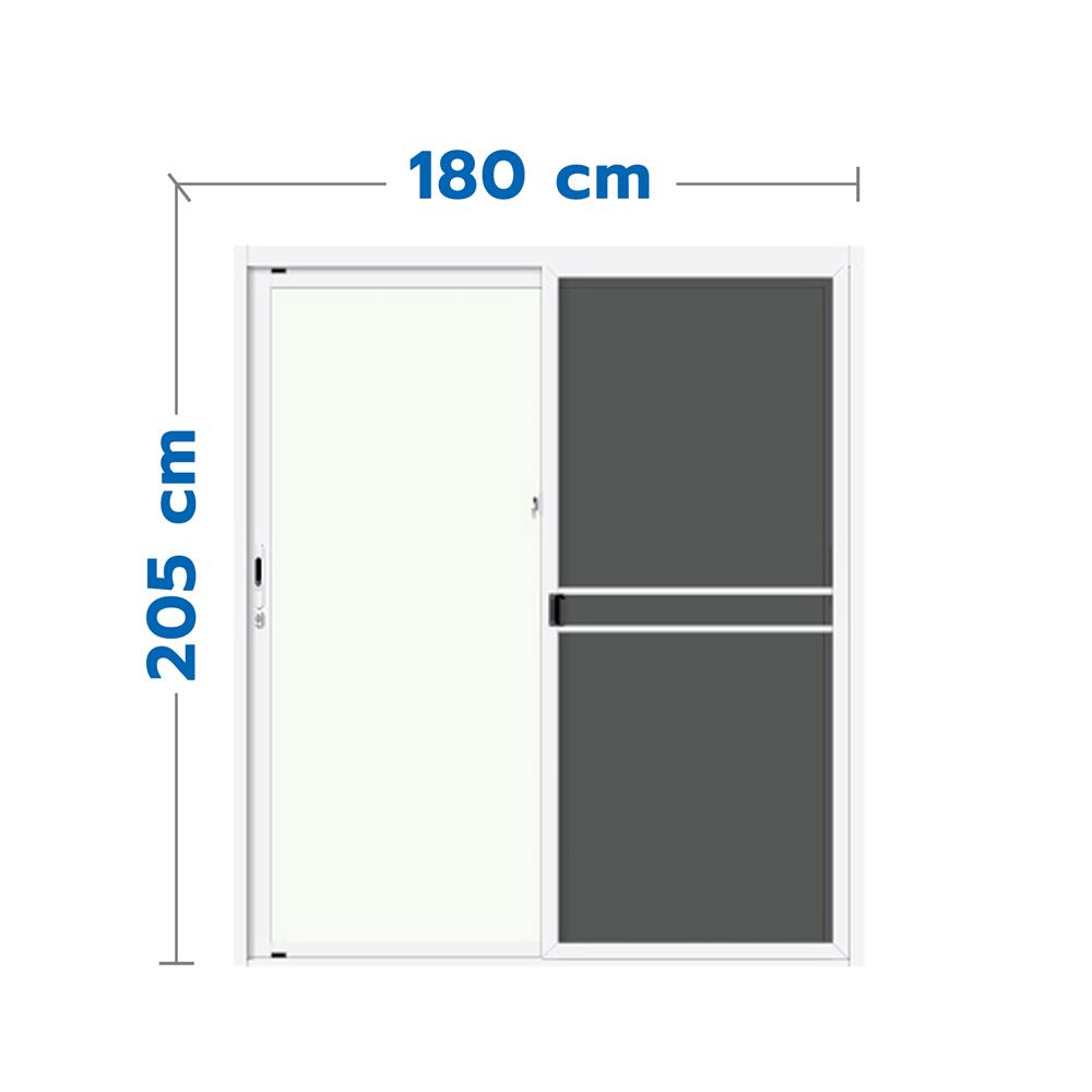 ALUMINUM SLIDING DOOR WITH WIRE SCREEN S-S LYNN PRIME SERIES 180X205CM WHITE