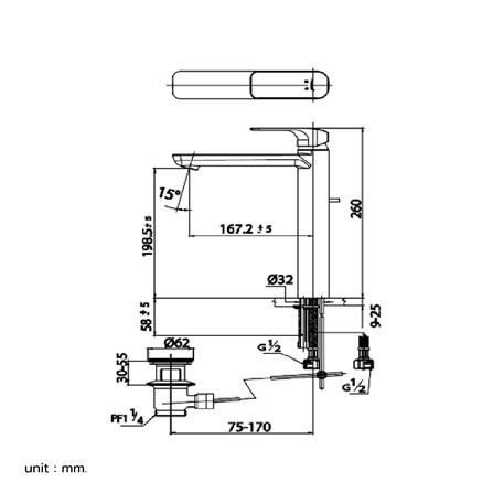 ก๊อกอ่างล้างหน้าผสม COTTO CT2124AY สีขาว_1