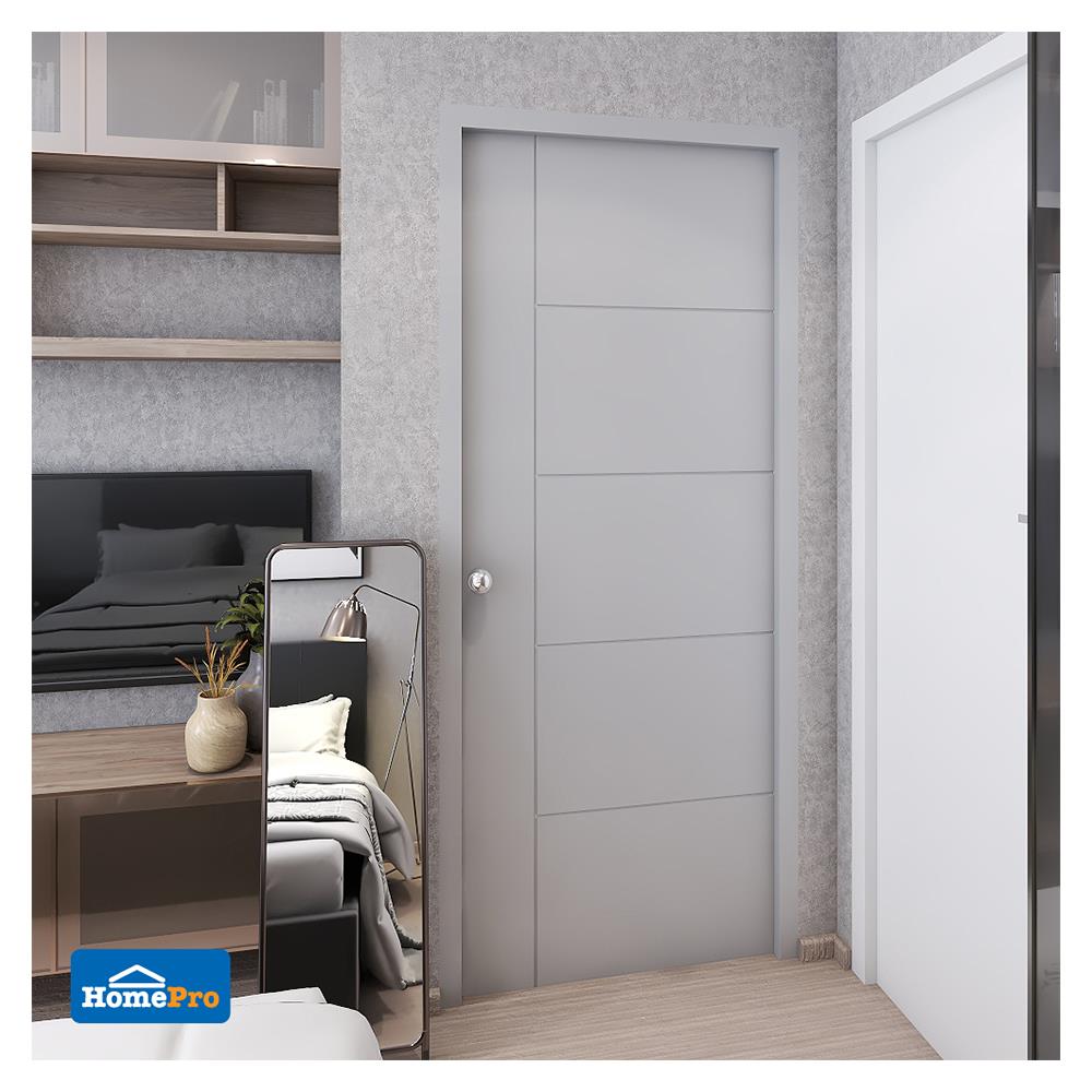 ประตูภายนอก UPVC AZLE ET-06W 80x200 ซม. สีขาว เจาะลูกบิด