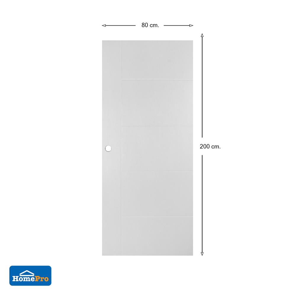 ประตูภายนอก UPVC AZLE ET-06W 80x200 ซม. สีขาว เจาะลูกบิด