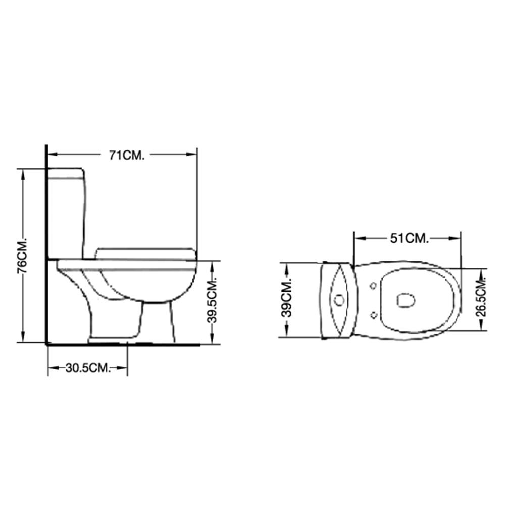 สุขภัณฑ์ 2 ชิ้น MOYA 2801(HTD) 4.5L สีขาว