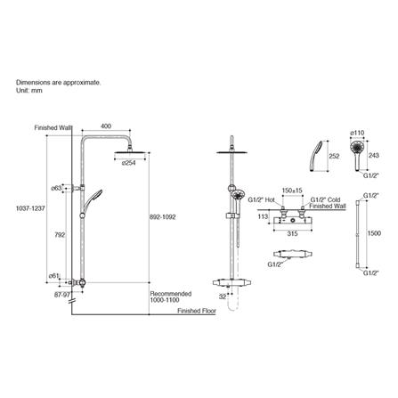 ฝักบัว RAIN SHOWER ผสม KOHLER K-97822T-B9-CP_1