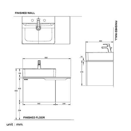 เคาน์เตอร์ติดผนัง AMERICAN STANDARD CLBF800-CAAF คาปูชิโน_1