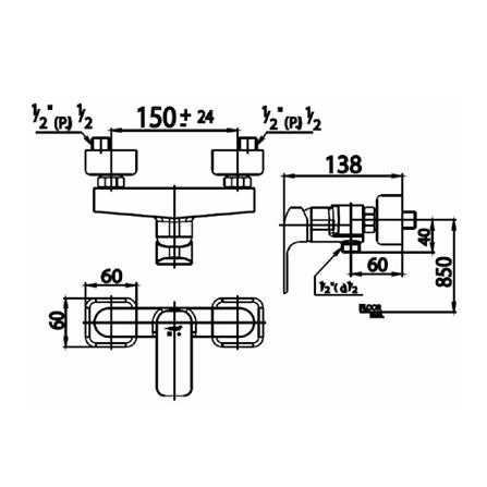 ก๊อกผสมยืนอาบ COTTO CT2148AGR สีทอง_1
