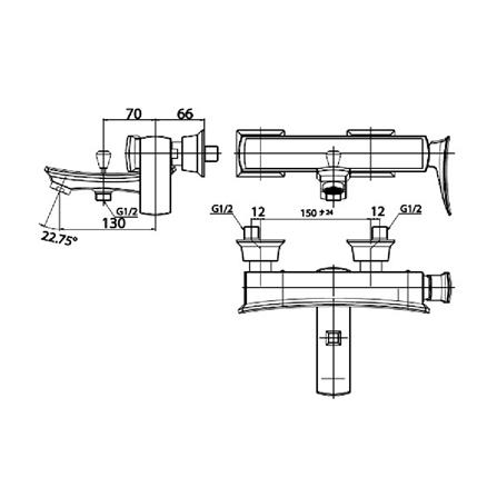 ก๊อกผสมอ่างอาบ COTTO CT2254A_1