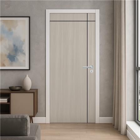 ประตูภายใน UPVC เจาะลูกบิด PARAZZO PUN06 90x220 ซม. สีเทา_3