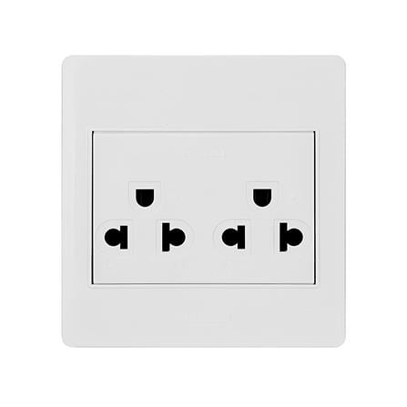 ชุดเต้ารับคู่ 3 ขา 2 ช่อง HACO M3N-E20 สีขาว