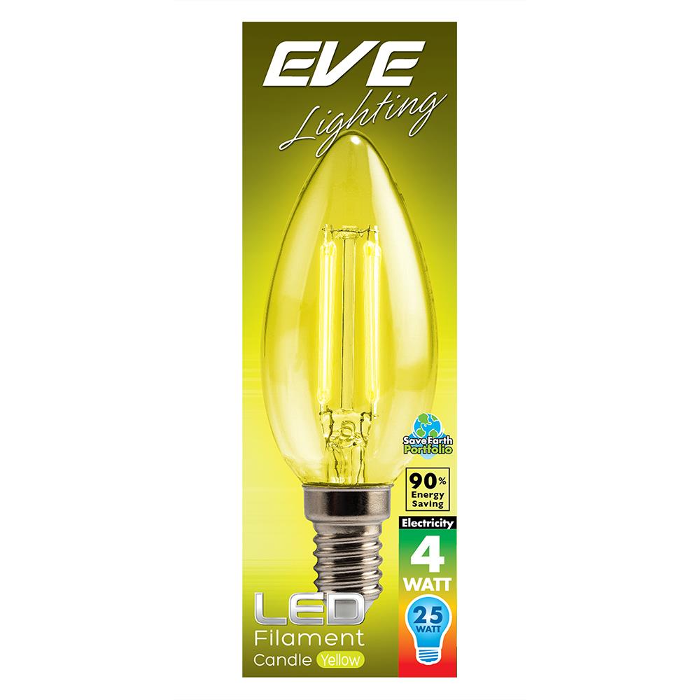 หลอด LED FILAMENT CANDLE 4 วัตต์ สีเหลือง E14