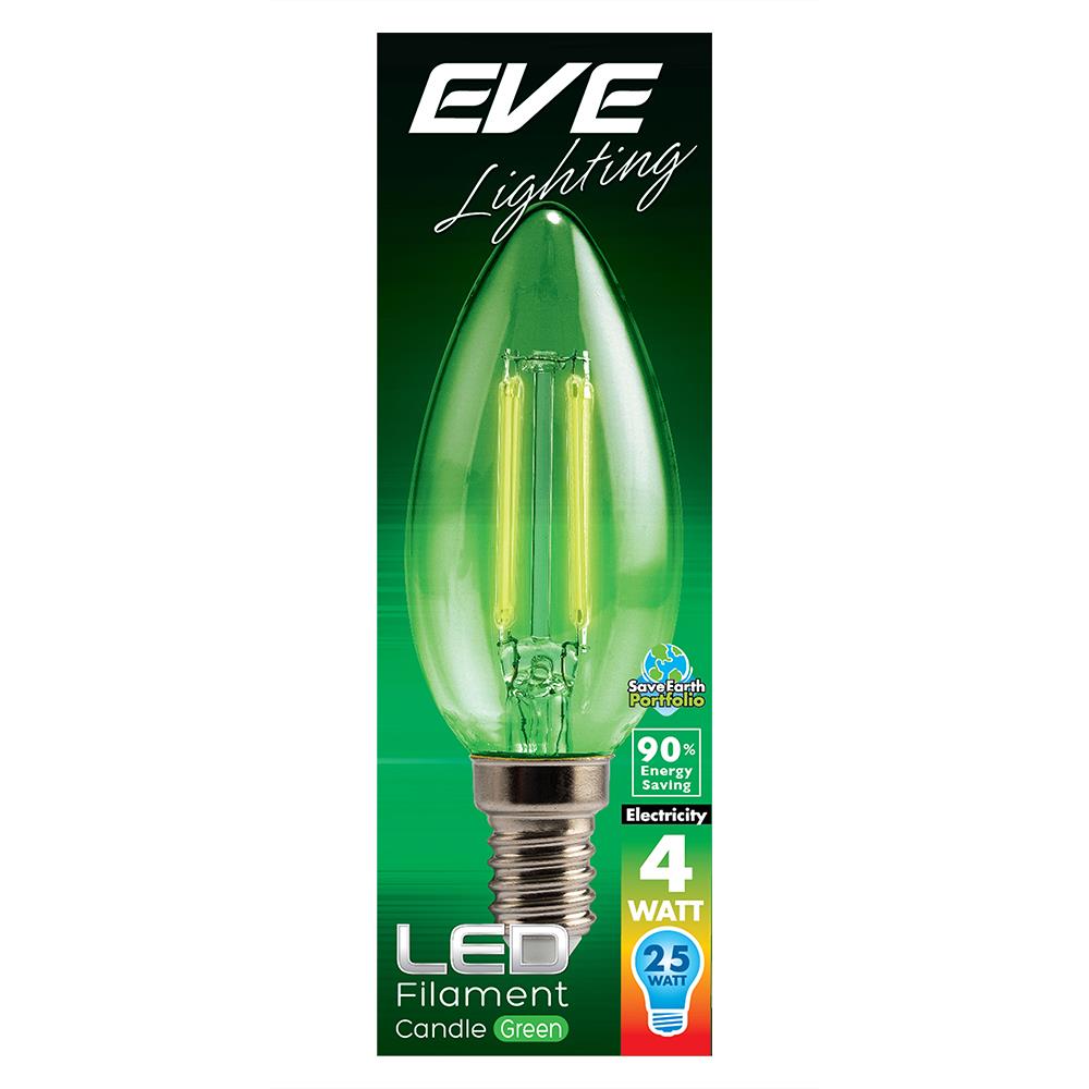 หลอด LED FILAMENT CANDLE 4 วัตต์ สีเขียว E14