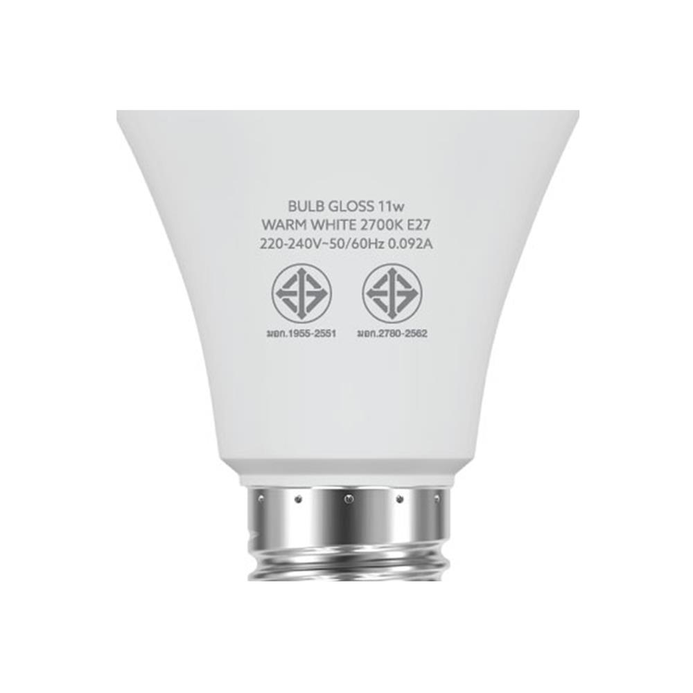 หลอด LED BULB GLOSS 11 วัตต์ WARMWHITE E27 LAMPTAN