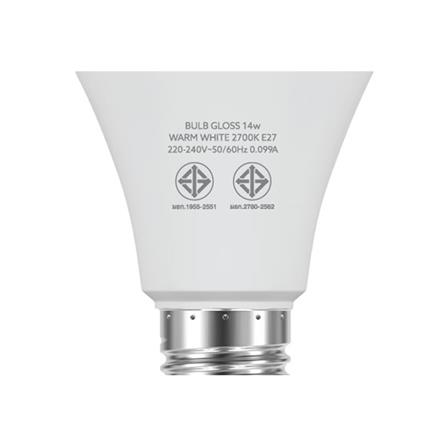 หลอด LED BULB GLOSS 14 วัตต์ WARMWHITE E27 LAMPTAN_5