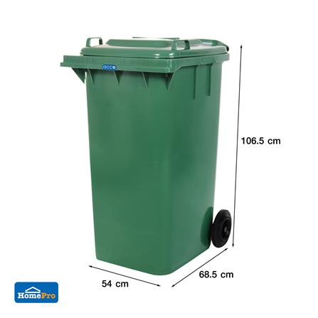 ถังขยะเหลี่ยม ฝาเปิด-ปิด มีล้อ ACCO 240L สีเขียว_6