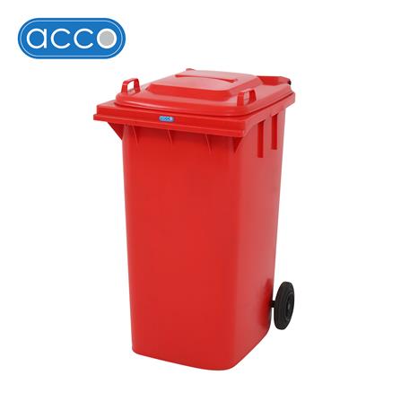 ถังขยะเหลี่ยม ฝาเปิด-ปิด มีล้อ ACCO 240L สีแดง