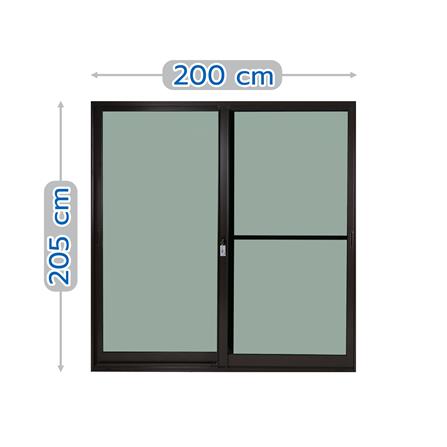 ประตูบานเลื่อน อะลูมิเนียม S-S มุ้ง SANKYOALUMI J-TRUST 200X205 ซม. สีน้ำตาล_0