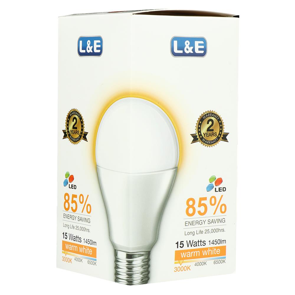 หลอด LED L&E Bulb 15 วัตต์ WARMWHITE E27