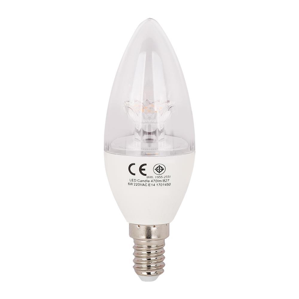 หลอด LED L&E CANDLE DIMMABLE E14 6 วัตต์ WARMWHITE
