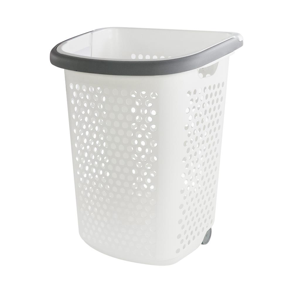 ตะกร้าผ้าล้อลาก BK-137-3 ขาว/เทา PLIM