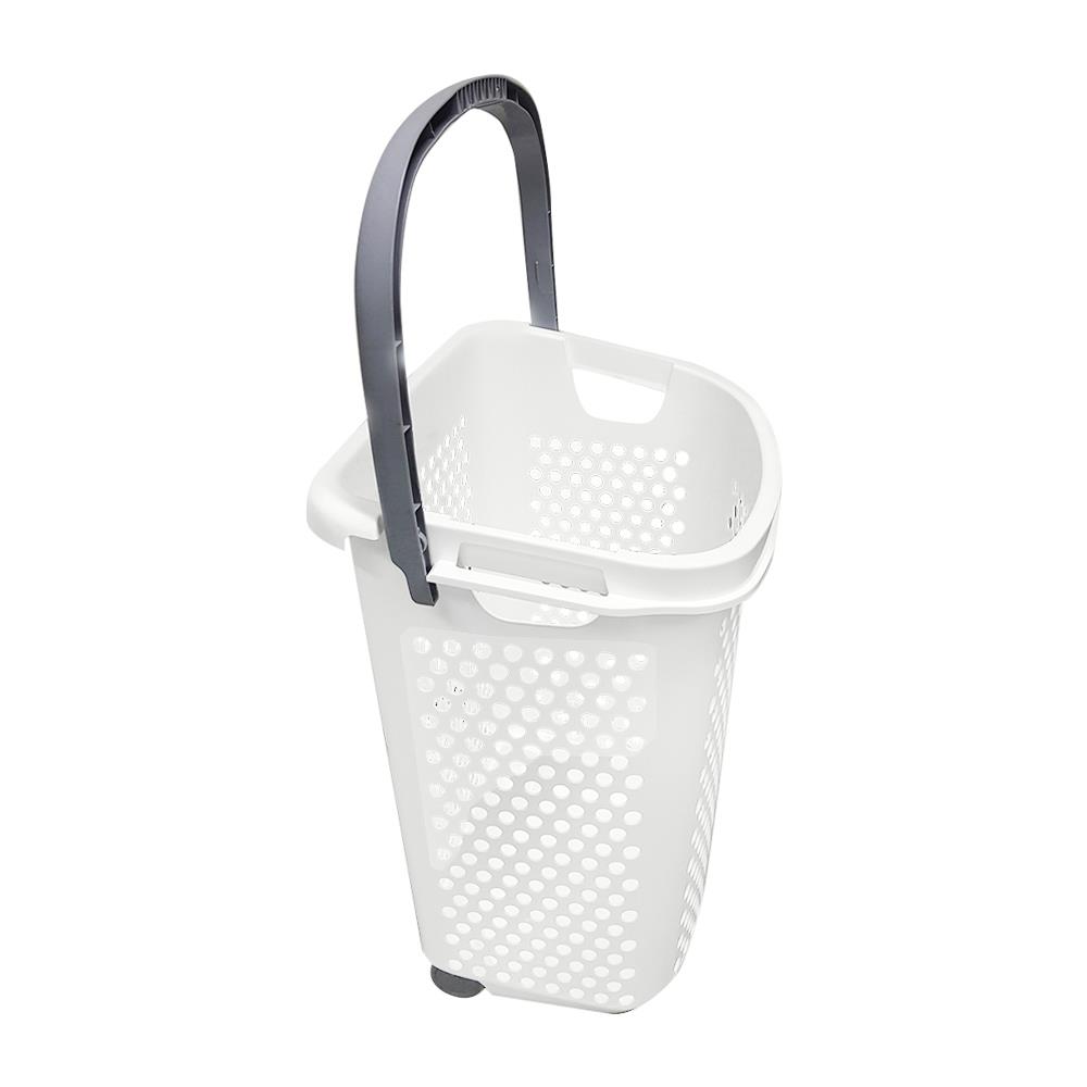 ตะกร้าผ้าล้อลาก BK-137-3 ขาว/เทา PLIM