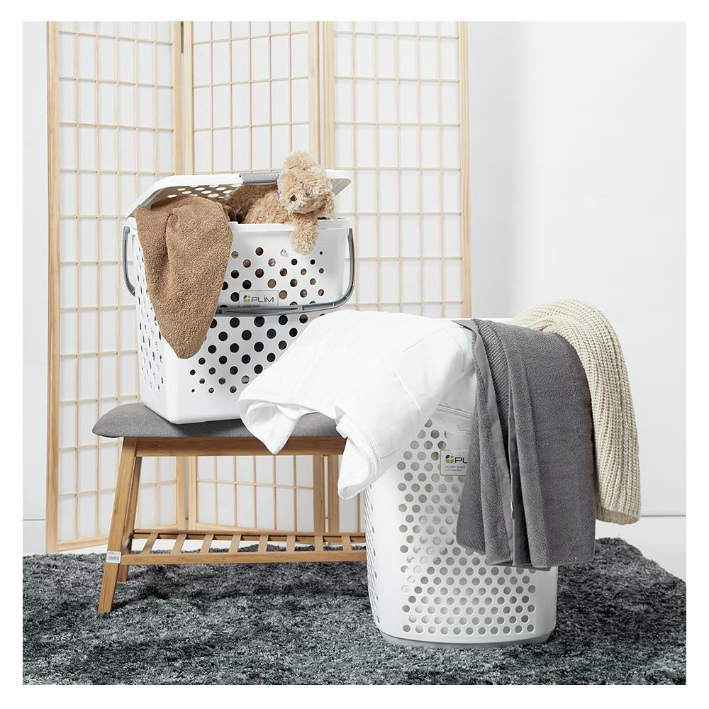 ตะกร้าผ้าล้อลาก BK-137-3 ขาว/เทา PLIM