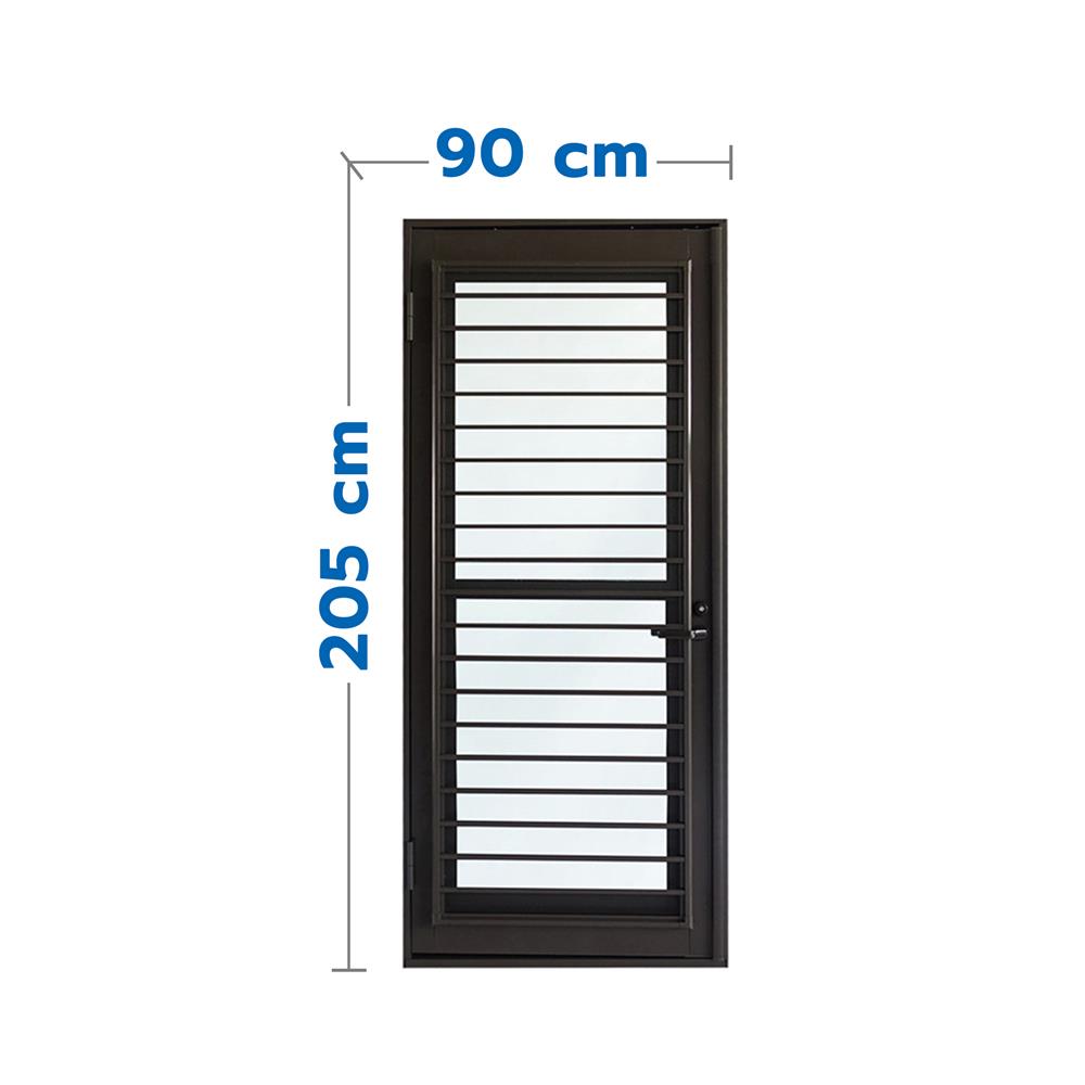 ชุดประตูบานเปิด อะลูมิเนียม SANKYOALUMI J-TRUST VENTILATION 90x205 ซม. สีน้ำตาล มาพร้อมชุดวงกบ-บานพับ-ลูกบิด-โช้ค