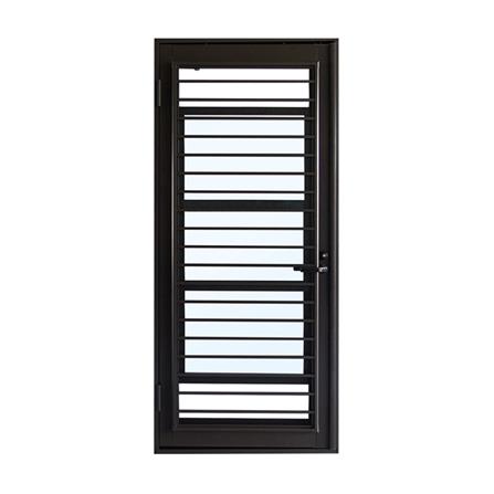 ชุดประตูบานเปิด ระบายอากาศ อะลูมิเนียม SANKYOALUMI J-TRUST VENTILATION 90x205 ซม. สีน้ำตาลเข้ม พร้อมชุดวงกบ-บานพับ-ลูกบิด-โช้ค_1