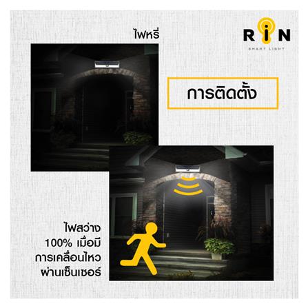 ไฟผนังภายนอก SOLAR RIN 216128001 16 วัตต์ COOL WHITE สีดำ_8