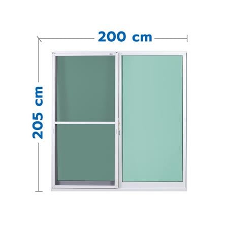 ประตูบานเลื่อนอะลูมิเนียม S-S มุ้ง SANKYOALUMI J-TRUST 200x205 ซม. สีขาว_0