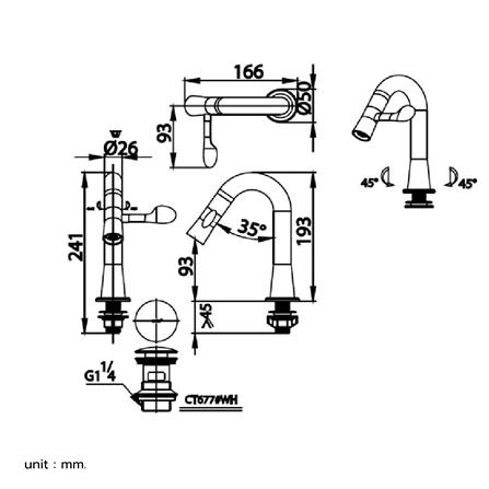 ก๊อกอ่างล้างหน้าเดี่ยวเคาน์เตอร์ COTTO CT1301C43DGWH LED_4