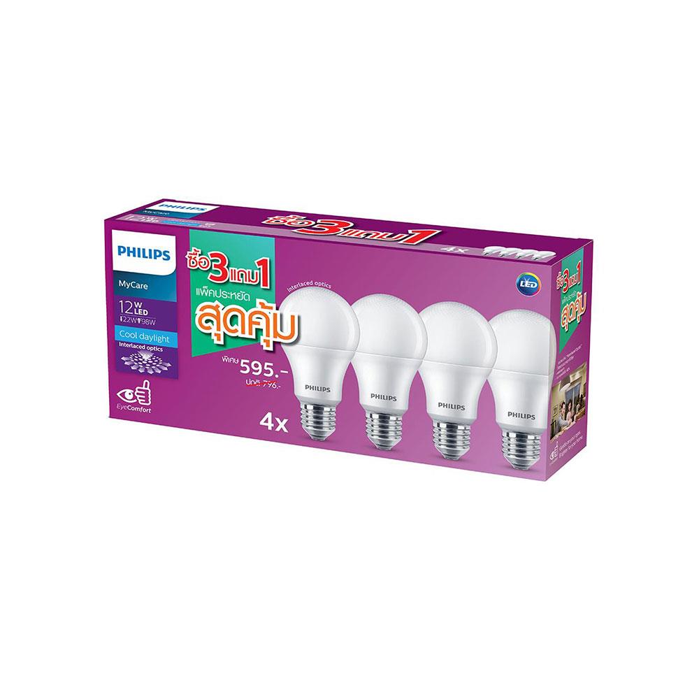 หลอด LED PHILIPS 12 วัตต์ COOLDAYLIGHT แพ็ค 4 ชิ้น