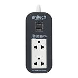 รางปลั๊กไฟ 2 ช่อง 2 USB ANITECH H622 2 ม. สีเทา
