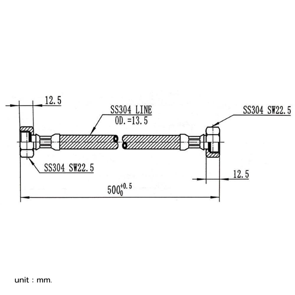 สายน้ำดีสเตนเลสน้ำอุ่น-น้ำเย็น BEN BN 505550 20 นิ้ว