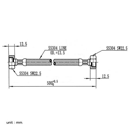 สายน้ำดีสเตนเลสน้ำอุ่น-น้ำเย็น BEN BN 505550 20 นิ้ว_1