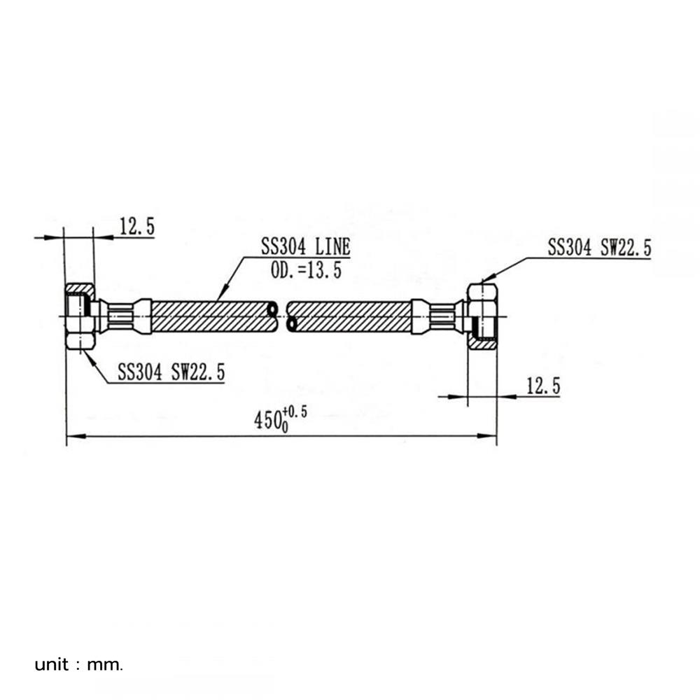 สายน้ำดีสเตนเลสน้ำอุ่น-น้ำเย็น BEN BN 450045 18 นิ้ว