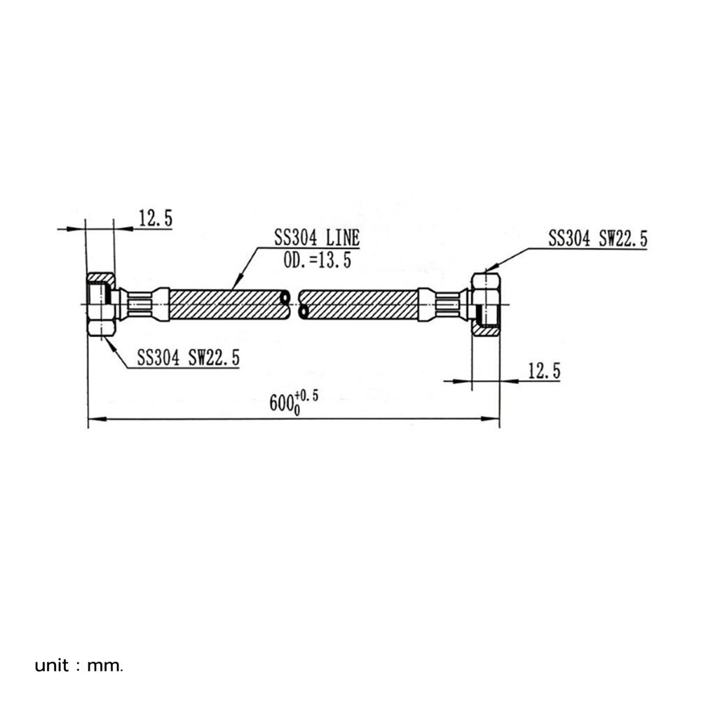 สายน้ำดีสเตนเลสน้ำอุ่น-น้ำเย็น BEN BN 605560 24 นิ้ว