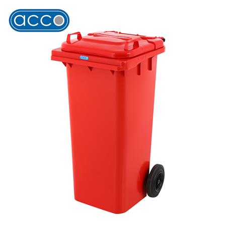 ถังขยะเหลี่ยม ฝาเปิด-ปิด มีล้อ ACCO 120L สีแดง