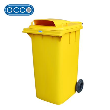 ถังขยะเหลี่ยมฝาช่องทิ้ง+ล้อ ACCO 240 ลิตร สีเหลือง_0