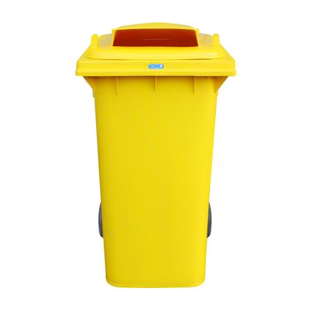 ถังขยะเหลี่ยมฝาช่องทิ้ง+ล้อ ACCO 240 ลิตร สีเหลือง_1