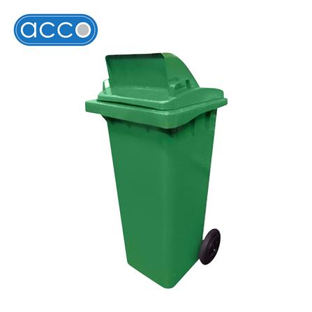 ถังขยะเหลี่ยม ฝาช่องทิ้ง มีล้อ ACCO 120L สีเขียว_0