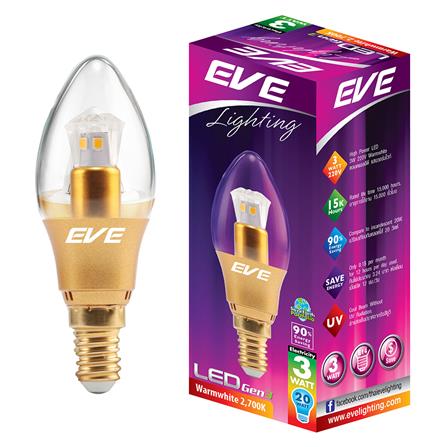 หลอด LED EVE GEN 3 CANDLE 3 วัตต์ WARMWHITE E14_0