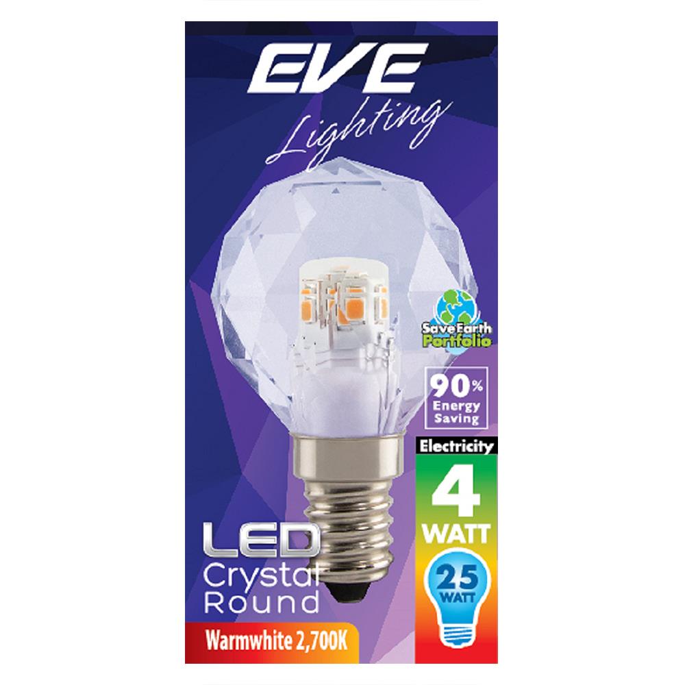 หลอด LED EVE CRYSTAL ROUND 4 วัตต์ WARM WHITE E14