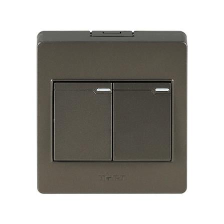ชุดสวิตช์ 1 ทาง 2 ช่อง HACO M3N-S21-CC สีน้ำตาลดำ_0