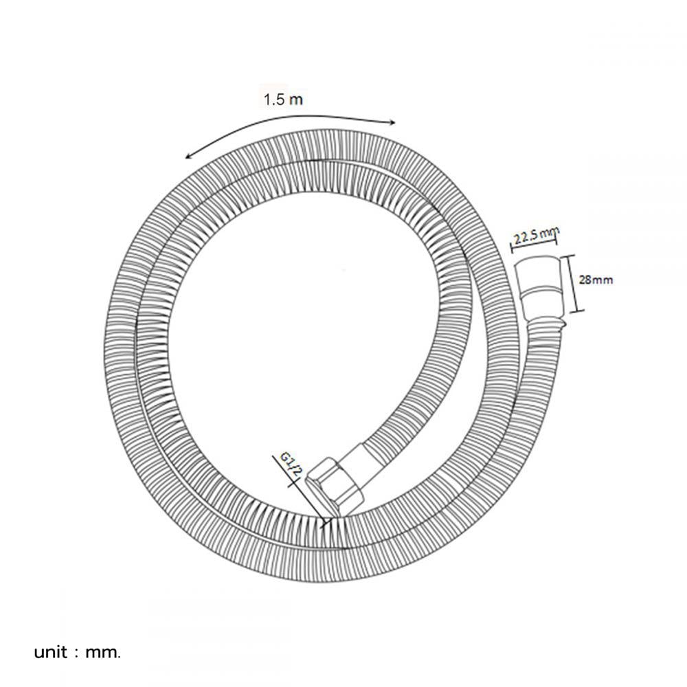 สายฝักบัวสเตนเลส 304+PVC ITALY MRG MR 6347555 150 ซม.