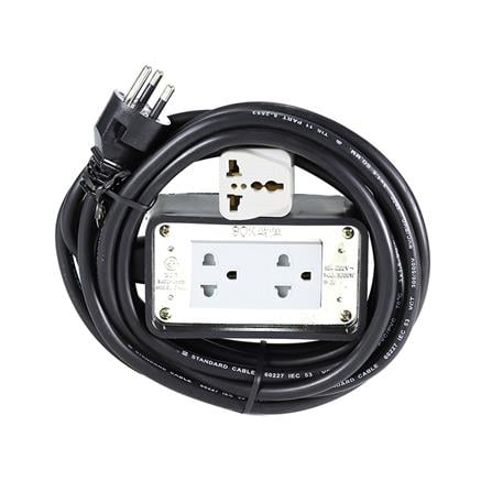 บล็อกยาง 2x4 พร้อมสาย VCT3x1.5 2ช่อง SOKAWA 5 เมตร สีดำ