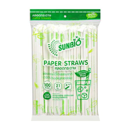 หลอดกระดาษ 21 ซม. SUNBIO 100 เส้น_0