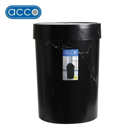 ถังขยะกลมฝาสวิง ACCO MIDNIGHT 15.5 ลิตร หินอ่อนสีดำ_0