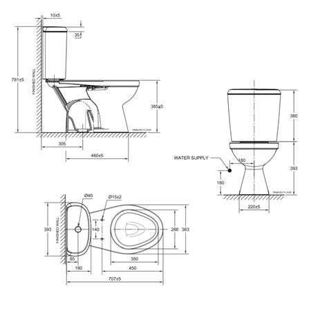 สุขภัณฑ์ 2 ชิ้น AMERICAN STANDARD 2698SCDW-WT-0 (EXC.) 3/4.5 ลิตร สีขาว_3